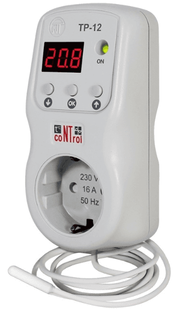 Termoregulators iespraudžams rozetē TP12 – temperatūras kontrole apkurei un dzesēšanai