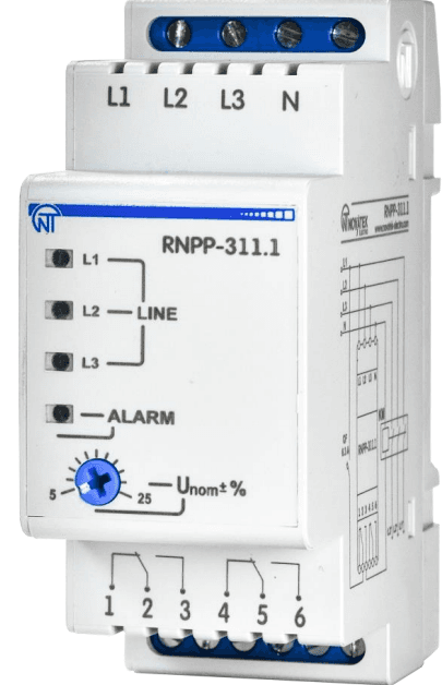 TRĪSFĀZU SPRIEGUMA UN FĀŽU KONTROLES RELEJS RNPP-311.1